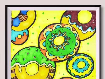 【线描甜甜圈】#创意美术 #少儿美术教育