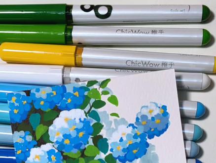 解锁绣球花简易画法,也是美美哒,内含详细思路和步骤哦#零基础绘画教程 #手绘画教程 #马克笔手绘 #绣球花 #跟着抖音学画画