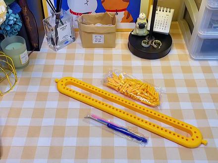 密齿的织围巾神器,搭配情人棉灰白色的全教程来咯