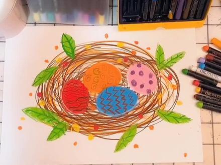 《树上的鸟窝🥚》#手工画 #儿童创意美术 #每日一画
