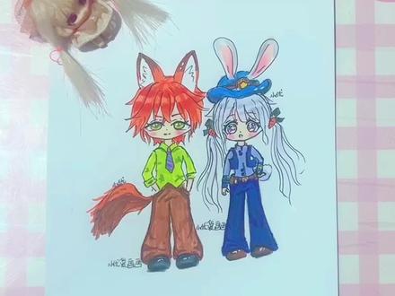 疯狂动物城尼克狐尼克朱迪的两种画法#疯狂动物城 #尼克狐尼克 #朱迪 #简笔画 #拟人