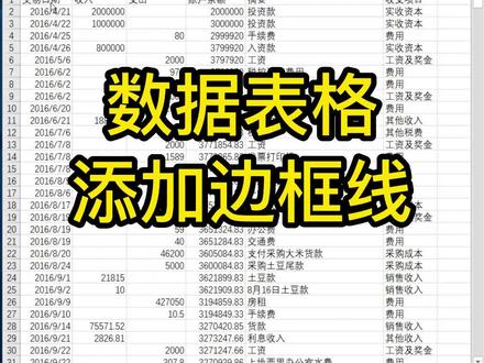 Excel大表格添加边框线,快捷键更好#excel技巧 #excel教学 #知识分享 想学习,肯学习,工作中需要,快来抓紧啦 @玥老师讲Excel
