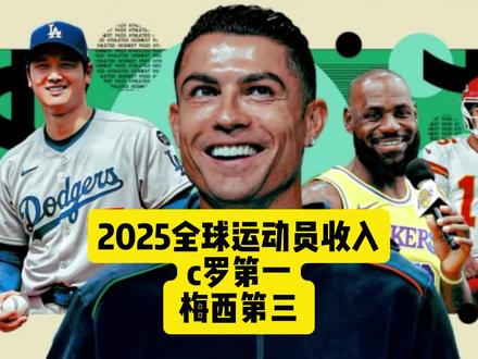 2025运动员收入榜单出炉c罗第一,梅西第三 #c罗 #梅西 #詹姆斯 #库里 #杜兰特