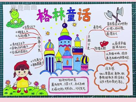 格林童话故事思维导图,直接打印黑白彩色淡稿三件套#创作灵感 #手抄报 #手抄报作业 #思维导图 #手抄报模板