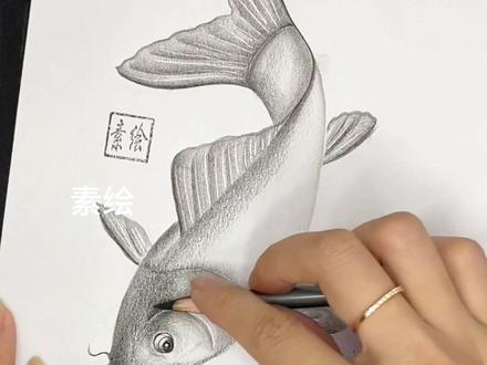 简单画鱼 简单易学有趣画法#画鱼教程 #简笔画 #炭笔画#简单绘画教程 #简单画鱼