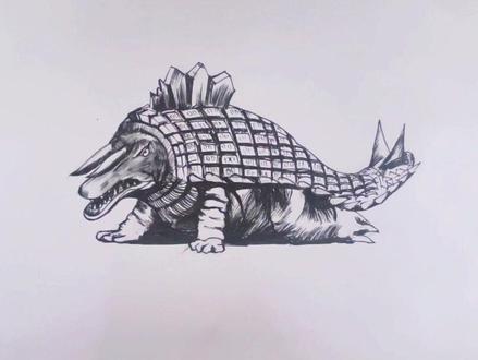 #奥特曼简笔画 #黑白线描画 #这画是用了亿点点魔法吧 #绘画过程分享 钢铁怪兽:史盖顿