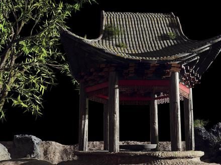 这个亭子,应该很久没人来过了#建模 #blender #3d建模