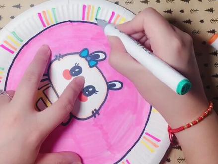 盘子画第二系列❤小兔兔(简单容易画,可以挂在宝宝卧室墙上做装饰哦)