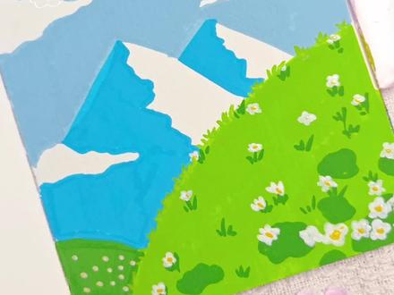 春日小景 丙烯马克笔小画|今天画了一幅雪山小景,把春天的山野装进小本子里~零基础也能画的治愈丙烯小风景,喜欢的话可以跟着试试呀~ #马克笔绘画 #丙烯马克笔 #春日图文伙伴计划 #花园生活