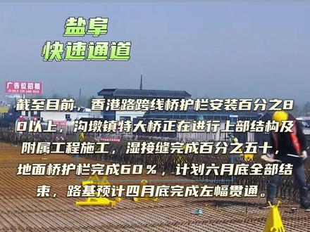 盐阜快速通道阜宁段吹响竣工通车冲锋号,目前已完成工程量达7亿多元,预计今年年底完成全线通车。#民生关注 #盐阜快速通道 #老百姓关心的话题
