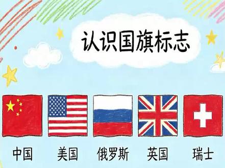 儿童认识国旗标志#中国#美国#俄罗斯#英国#国旗