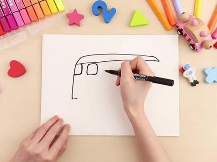 水彩笔(交通工具)2.大巴车 #儿童画 #创意美术 #亲子教育