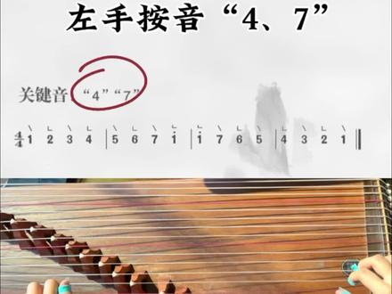 左手按音,4、7讲解#零基础学古筝 #古筝 #民族乐器 #袁莎古筝教程