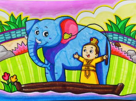 画一个《曹冲称象》,听一个小故事#简笔画 #亲子 #手绘 #创意美术 #教育