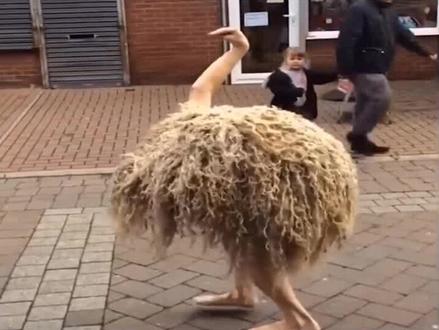 #搞笑 #有趣的灵魂 有人模仿鸵鸟进行表演,别说还真像那么回事,#扮鸵鸟 #浪计划