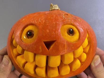 万圣节南瓜灯🎃详细教程#南瓜灯 #万圣节 #万圣节手工 #果蔬雕刻 #南瓜🎃