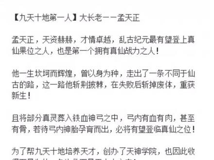 孟天正,九天十地真正的强者,除天下第二外最强战力!