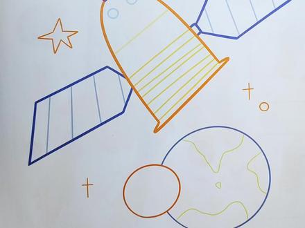 儿童涂色大书-人造卫星#太空简笔画 #航天主题简笔画 #儿童绘画