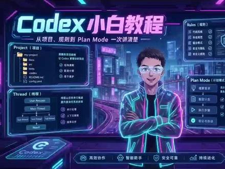 Codex小白教程 很多人用不好 Codex,不是因为模型不行,而是从一开始就把文件夹、Thread、规则、权限全搞乱了。这期用小白视角讲清楚 Codex 的正确上手路径:先理解它不是聊天框,而是执行型 AI,再学会用项目、规则、Plan Mode 和 Skills 控制它。
#Codex #AI编程 #AI工具 #小白教程 #VibeCoding