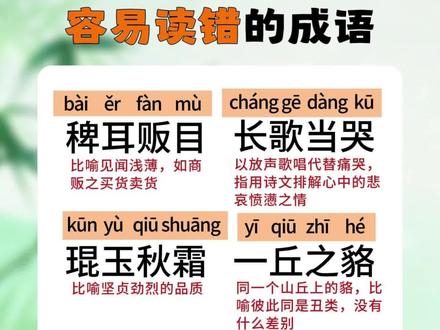 这些容易读错的成语,你知道几个?#成语 #小学 #家庭教育