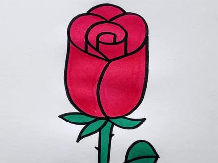 教你用爱心画一朵玫瑰花🌹#简笔画 #快来看我画的简笔画 #零基础学画画 #自学画画