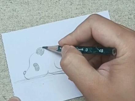 跟我一起画躺平的大熊猫#画画 #大熊猫 #铅笔画