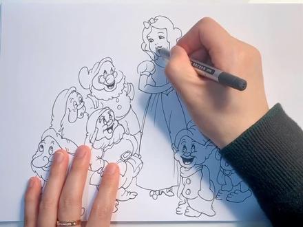🖌️#简笔画“白雪公主与七个小矮人”你学会了吗😊