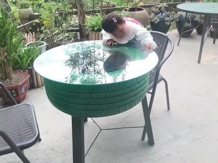 用轮胎做一个别致的茶几#手工diy #我的乡村生活