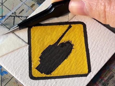 在美纹纸上画实体档案Entity07:坦克出没 #警示牌 #怪物 #手工diy #跟着抖音学画画 #美纹纸雕刻