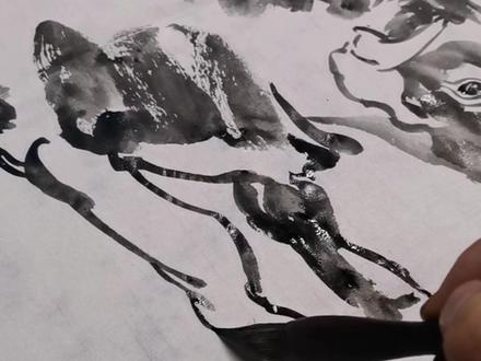 用毛笔画牛?#传统文化季 #国画 #画画