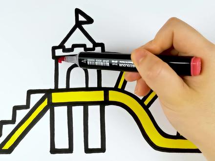 给佩奇画一个游乐场彩虹滑梯 佩奇玩得超开心 #儿童简笔画 #简笔画教程 #儿童画 #少儿美术 #手绘