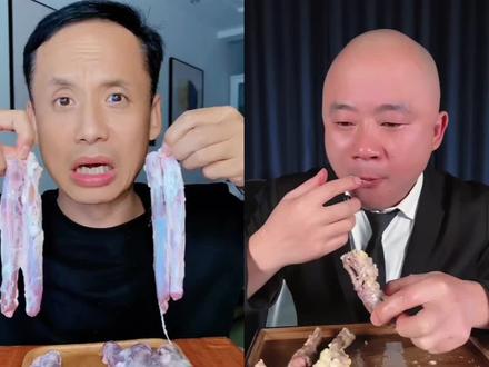 南北方科莫多挑战猪尿管#强烈推荐 #美食测评 #搞笑