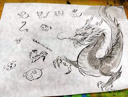 #创作者中心 #创作灵感 十二金刚,十二生肖不偏心版,不会做拼豆只会画国画,#龙