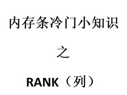内存条的冷门小知识之Rank#内存条 #电脑知识 #服务器内存条