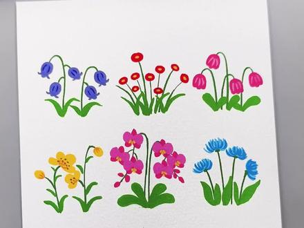 不同小花花的画法, 简单好看,快跟我一起来画吧!#春日小花花 #花朵绘画 #一起学画画 #直液式丙烯马克笔