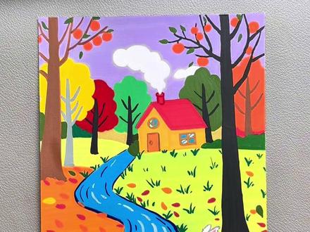 丙烯马克笔画治愈系森林风景画#简笔画 #丙烯马克笔绘画 #画画教程 #零基础学画画