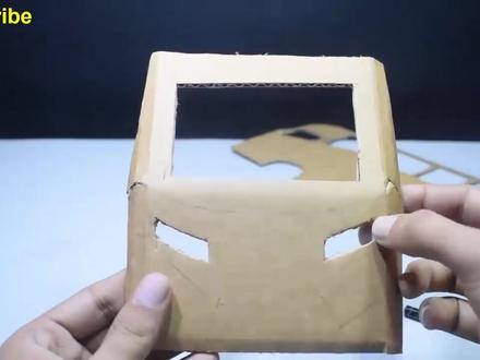 创意DIY-手工大神用硬纸板制作mini大巴车玩具