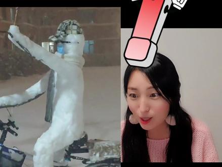 #企鹅做梦也想不到能看见高楼大厦 #堆雪人才艺大赛 #韩国人 韩国釜山几乎没有下雪~呜呜呜