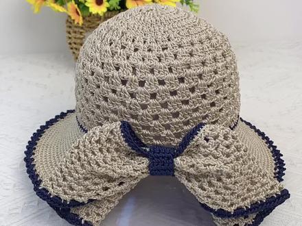 蝴蝶结帽子教程一#钩针编织 #夏凉帽 #帽子钩织