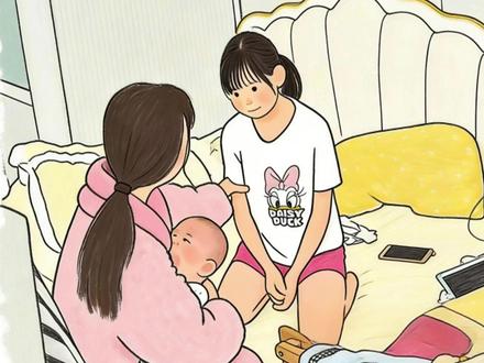 还好最后把她抱住了 不然多难过啊 #绘画 #亲情 #二胎 #画一个故事#在意你的话