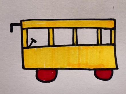 #儿童简笔画 #画画 #可爱简笔画 怎么用长方形画一辆公交车,超级简单哟😂