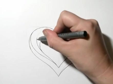 画一颗很有立体感的心~@抖音小助手