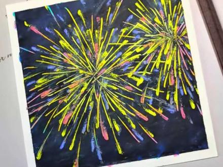 一分钟学会画过年烟花|油画棒教程#抖音年味艺术图鉴 #2026绘画开年挑战 #油画棒 #绘画教程 #零基础学画画