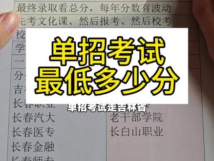 吉林省单招考试最低多少分#吉林省高职单招 #吉林单招 #吉林省单招