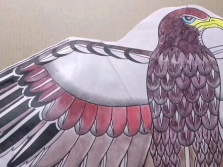 儿童涂色手绘风筝#少儿美术教育 #儿童画分享 #爱画画的小朋友 #美好的一天又开始了 #创意美术 雄鹰展翅(五)