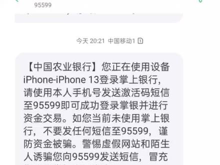 在刷抖音!突然收到两条掌上手机银行登录短信提示!赶紧登录网银看看。
