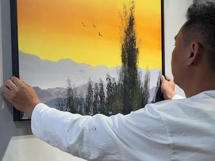 零基础学习画法 用刷墙的具树枝来画个画。#艺术在抖音 #跟着抖音学画画 #画画#青年创作扶持计划第二季