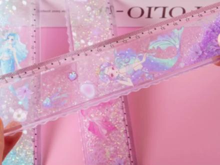 #流沙直尺 美人鱼流沙直尺小学生初中生专用儿童女孩女童尺子1-3一年级透明#儿童尺 #美人鱼尺子 #流沙尺 #透明尺子