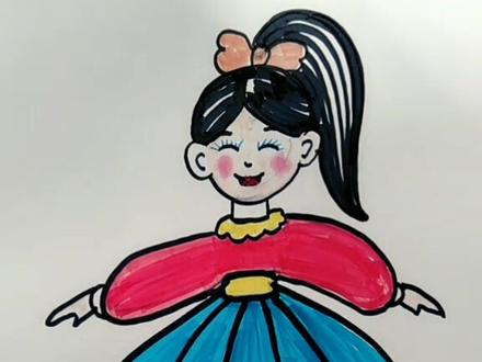 爱跳舞的小女孩。#创意简笔画 。