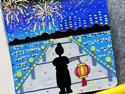 一分钟画绚丽多彩的《烟花夜景🌃》|丙烯马克笔🖌️ :初描丙烯马克笔 #丙烯马克笔绘画 #一起学画画 #零基础学画画 #绘画教程